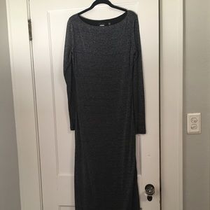 Shimmery Silver Long Sleeve Maxi Dress/Gown